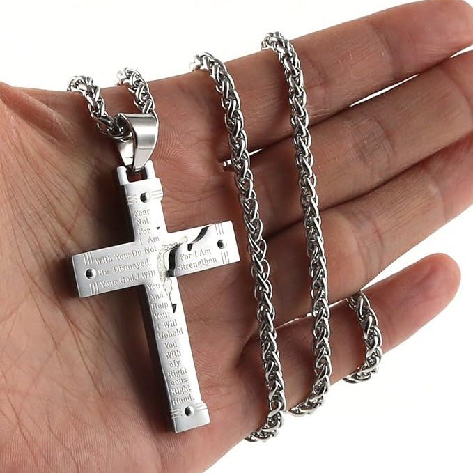 “The Sacred Vow” — Lord’s Prayer Cross on Wheat Chain - ByBeBlessed